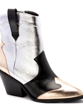 Hey girl by Corkeys Metallic Silver, Black & Rose Gold Western Ankle Boots